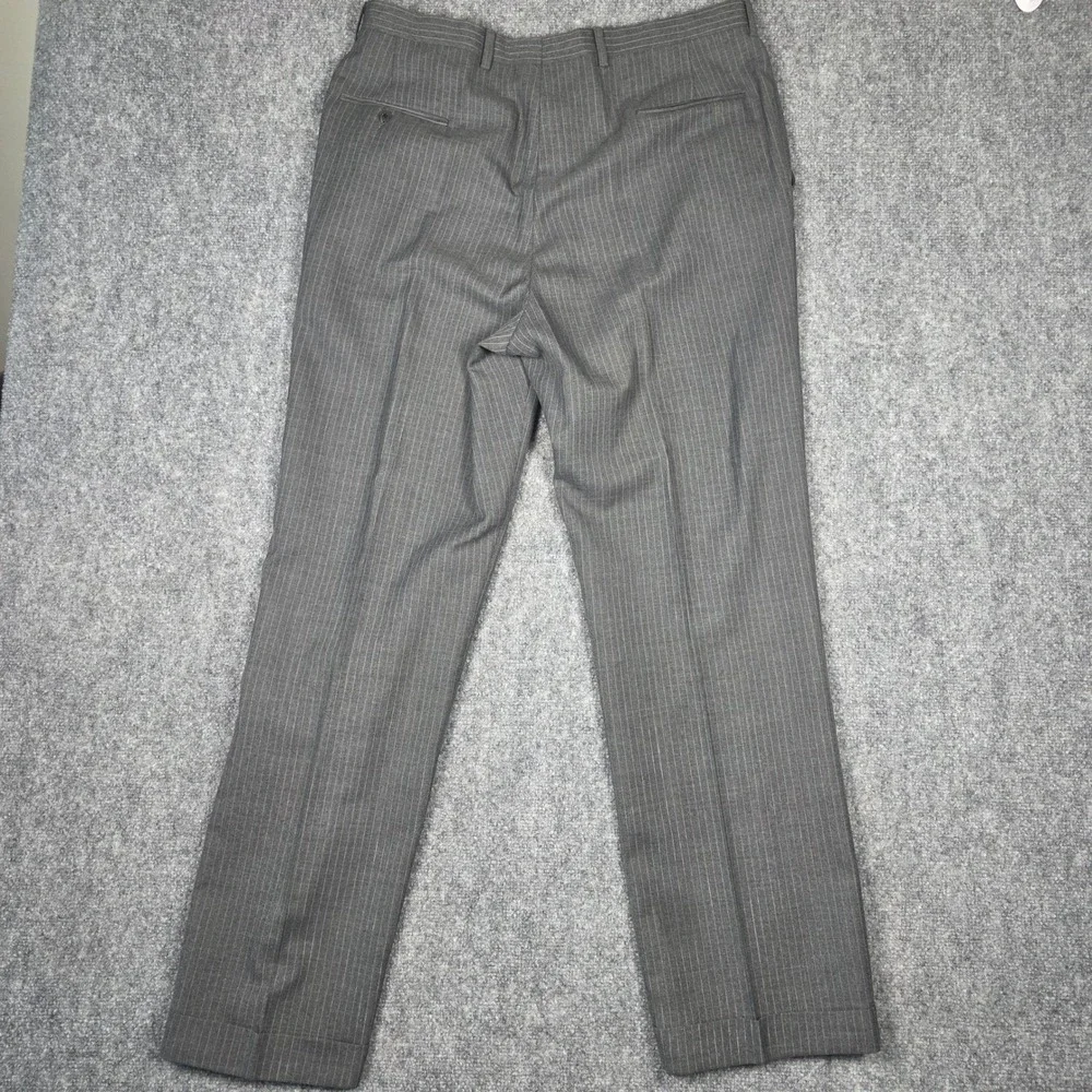 Vtg Cricketeer 3 Piece Suit Mens 42L Grey Wool Pinstripe Union Made USA Mobster